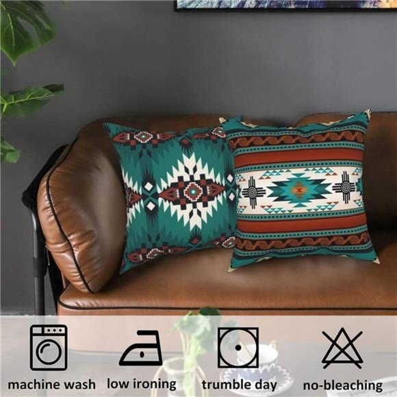 Western Native American Throw Pillow Covers 18X18 Southwestern Boho Aztec Navajo - Picture 5 of 7